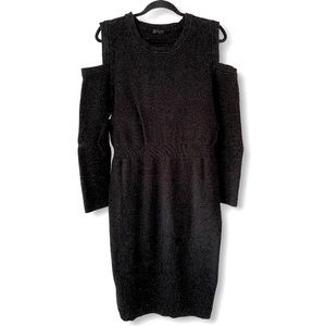 Torrid Black Ribbed Knit Cold Shoulder Sweater Dress